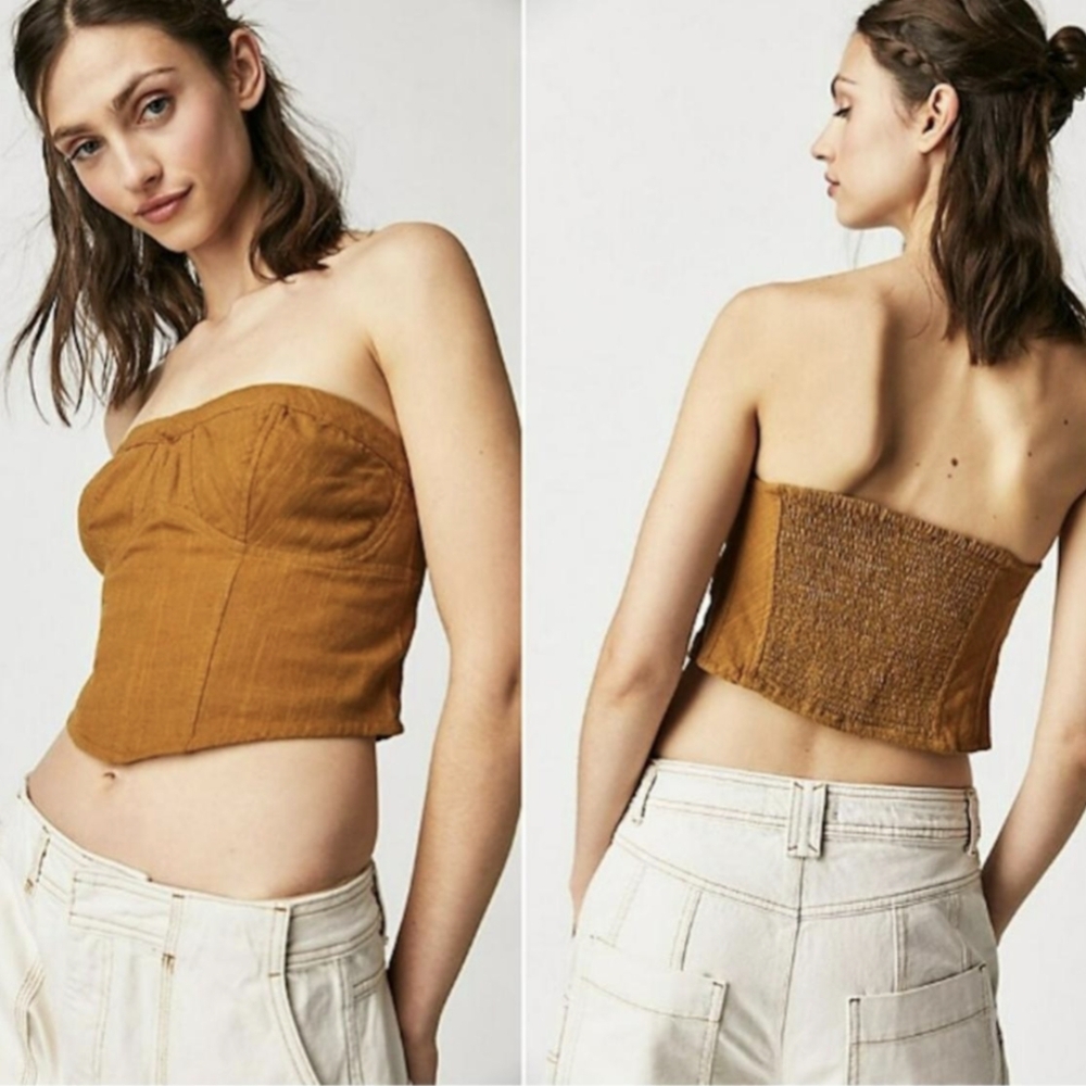 Free People Mustard Strapless Top